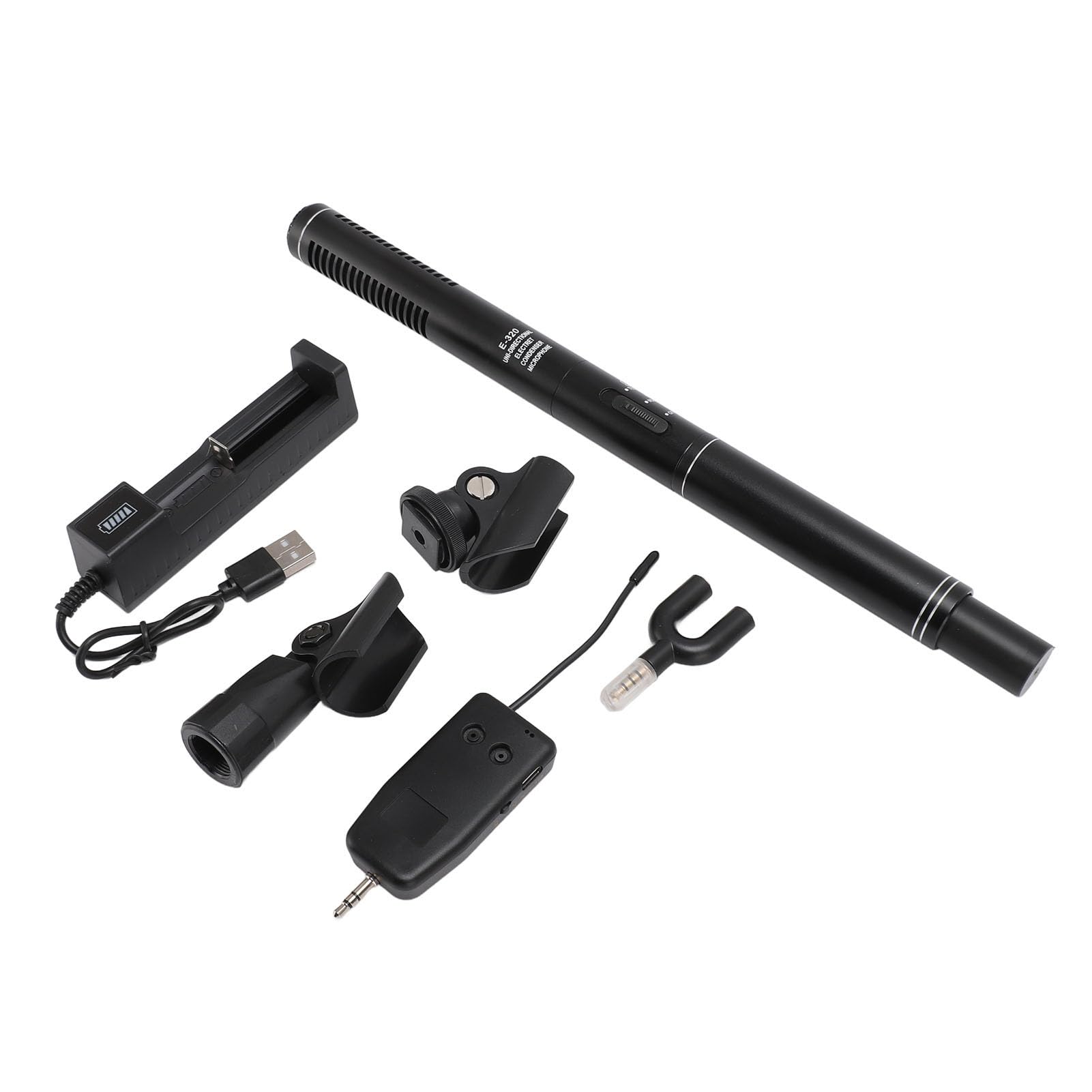 Cryfokt Microfono per Interviste a Condensatore Professionale Wireless 2.4G per Telefono con Fotocamera SLR, Alta sensibilità, per Riunioni su Larga Scala, Interviste Ai Giornalisti, 11 Pollici