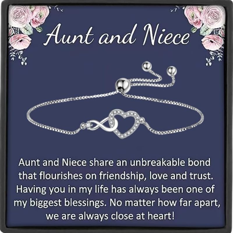 Image of MASALADI Aunt & Niece Heart Bracelet,Bracelets for Aunt and Niece,Gift from Niece, Aunt Niece Gift, Christmas Gift, Birthday
