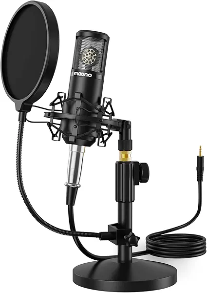 MAONO Condenser Microphone with 25mm Large Diaphragm, Professional Cardioid Studio Condenser Recording Mic with 3.5mm XLR for podcasting, Streaming, Singing, Vocal, Home-Studio (AU-PM325T)