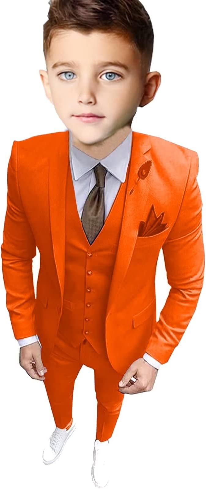 Boy's Suit Formal Sets Kids Tuxedo 3 Piece Solid Slim Fit Outfit for Wedding Child Dress Jacket Pants Vest