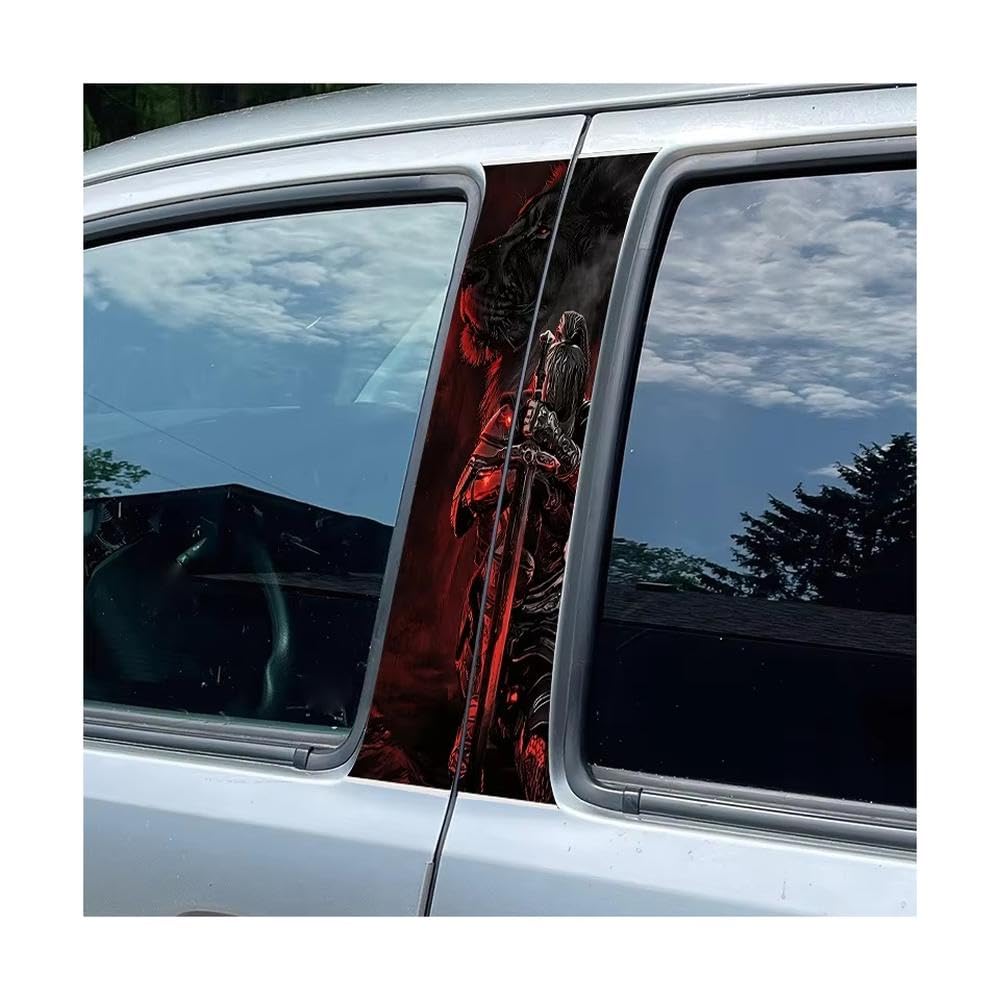 Bertdcx One Color Door Pillar Window Trim Anti Scratch Sticker Lion Warrior Glossy Material Protective Film Auto Parts