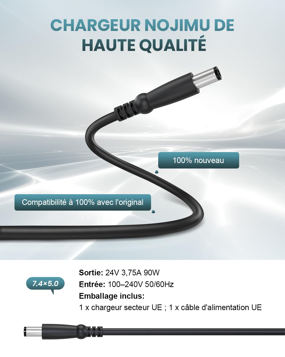 24V 3.75A Alimentation Adaptateur pour Resmed Airsense 10 Chargeur,S10 AirSense10 AirCurve 10 37297 37343 S10 370001 37344 37028 DC Adaptateur