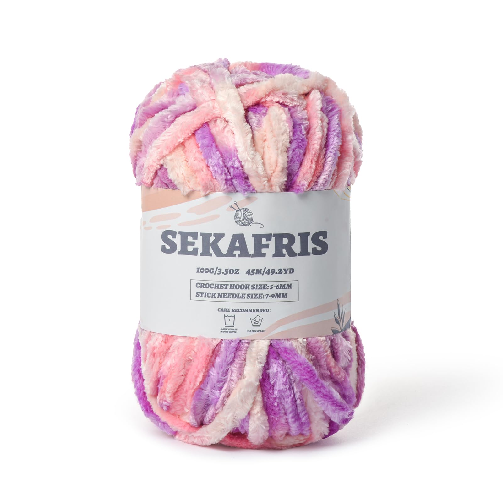 Chenille Velvet Soft Yarn Pink Purple 1 Pack