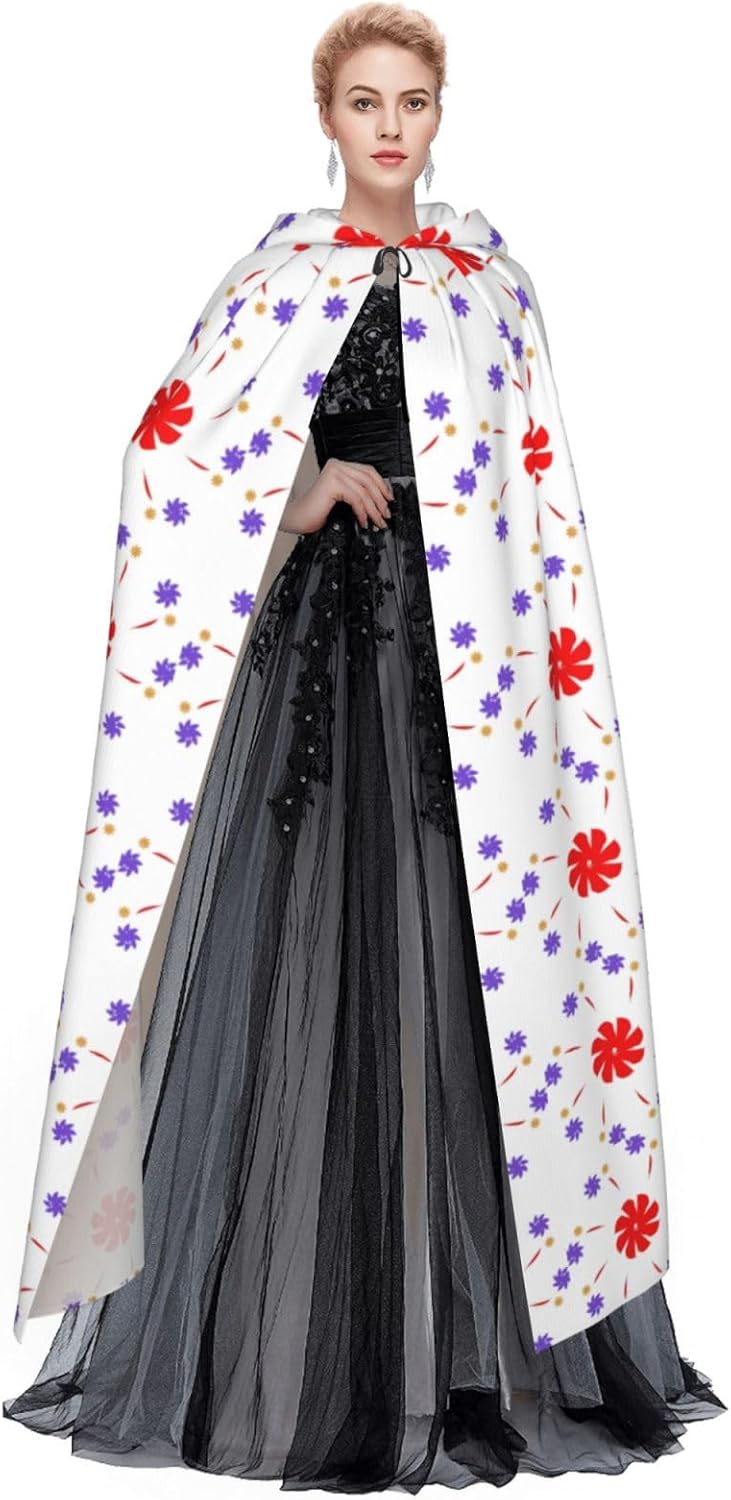 Eight-Way Rotating Flower Men Women Halloween Role Play Party Decoration Hooded Poncho Black