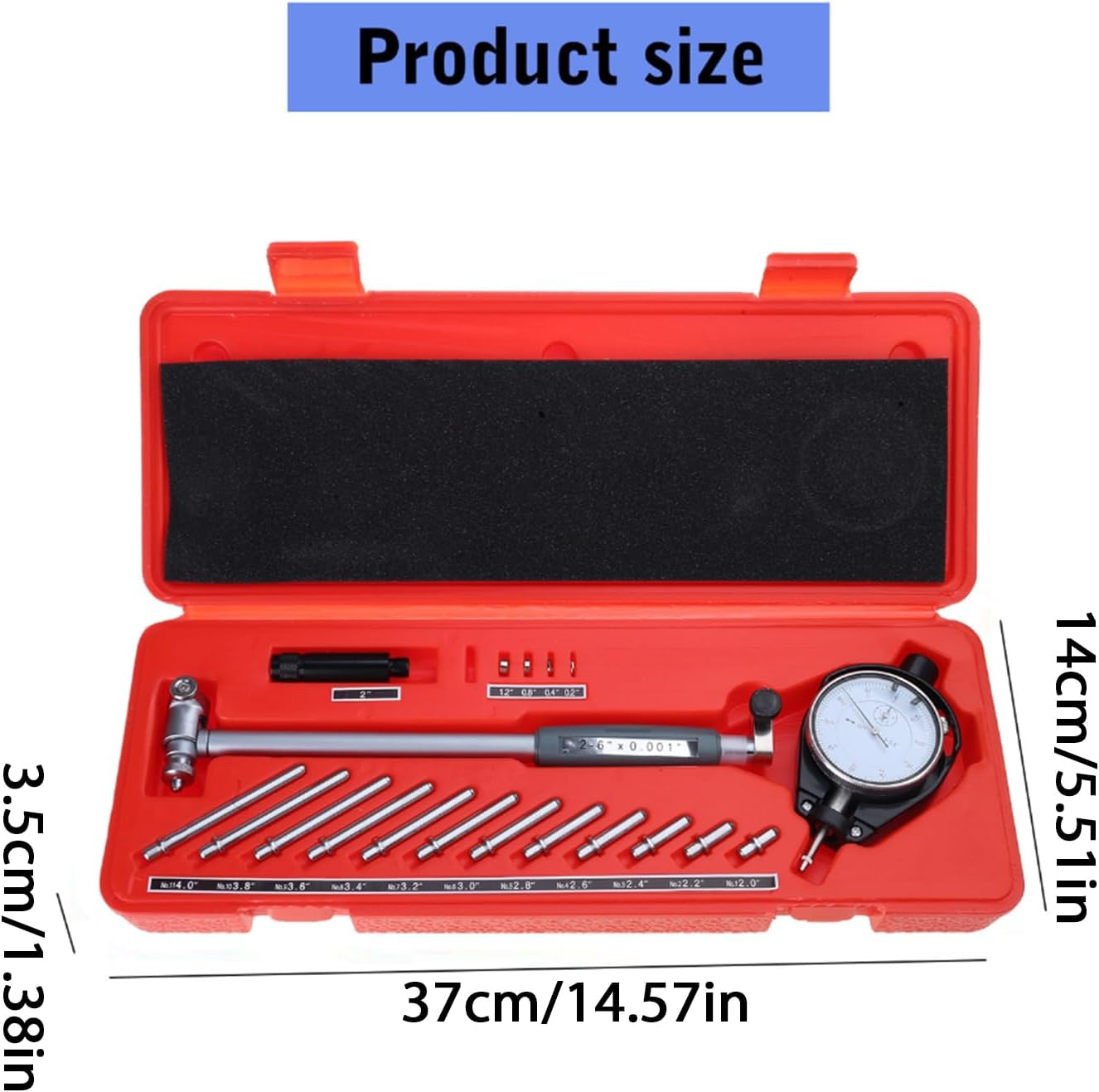Dials Bore Gauges Engine Cylinders Measurement Gages Indicators Measuring Tool Kits with Storage Box 50-160mm Measure Ranges Heat Dissipation Ratchet