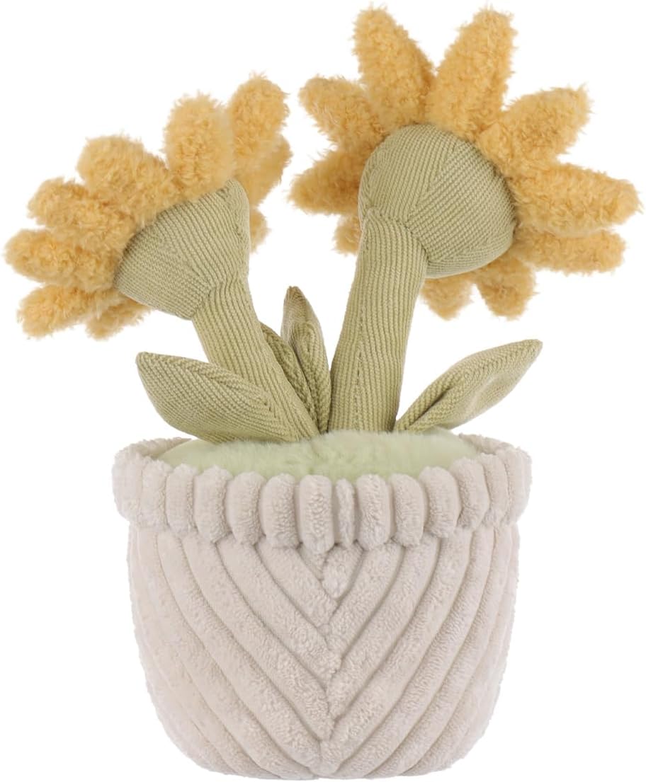 Apricot Lamb Potted Sunflower Stuffed Animals for Kids, Soft Cute Plush Toys for Baby Girl and Boy, Fluffy Potted Sunflower