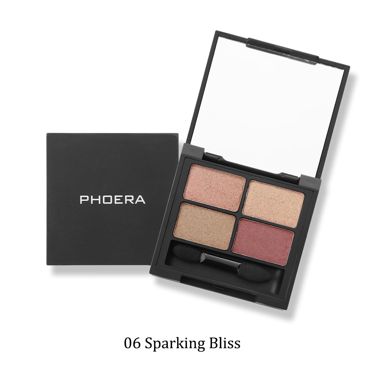 PHOERA 4-in-1 Ultimate Shadow Palette, 4 Sparkling Shades (Rose, Champagne, Gold, Rust Red), for Highlight Contour - Image 2