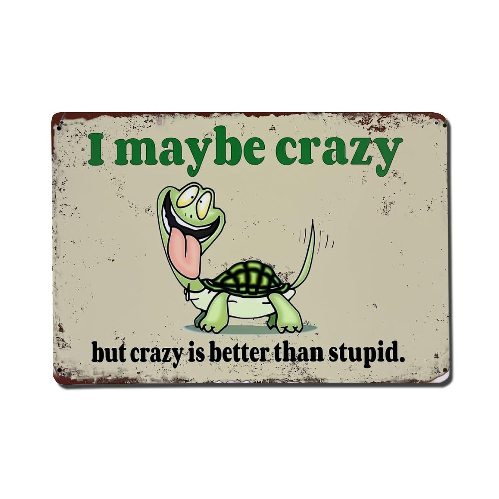 Cartoon Turtle With Tongue Out Retro Metal Tin Sign, Vintage Decor Art Poster for Bar, Home, Man Cave, Kitchen, Laundry Room Gift 8x12Inch