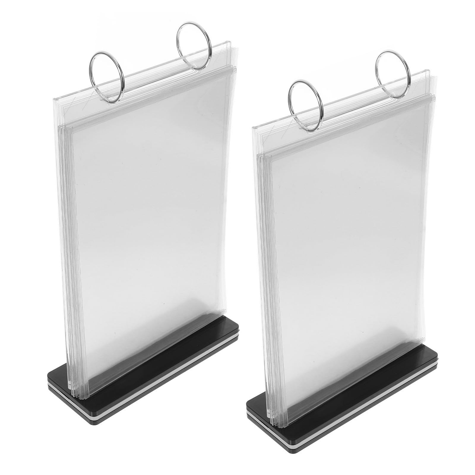 INOOMP 2 Piezas Expositor de Menú de Mesa, Soporte para Letreros de Pie, 6 Páginas y 12 Caras, Acrílico y Hierro, Transparente, para Menús de Restaurante y Folletos, Uso en Mesa