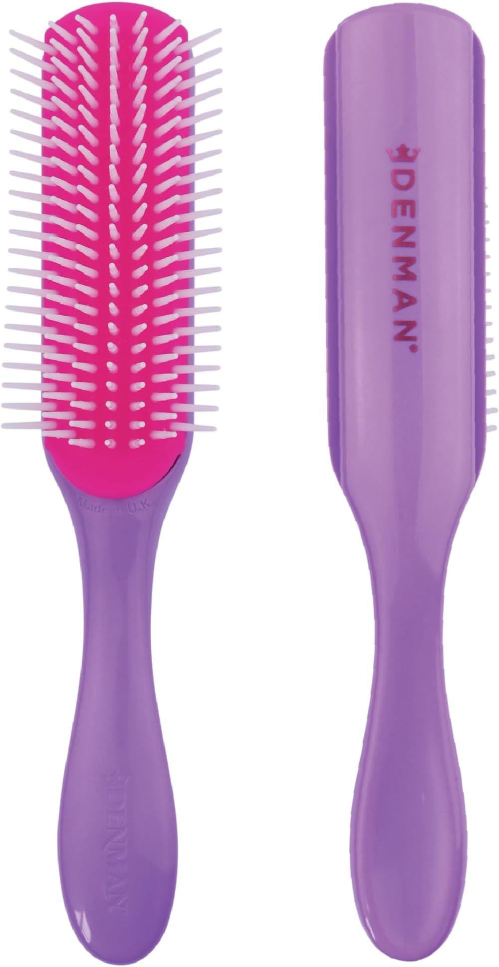 Denman Curly Hair Brush D3 (African Violet) 7 Row Styling Brush for Tangling Untangle, Separation, Shaping and Defining Curls - Unisex