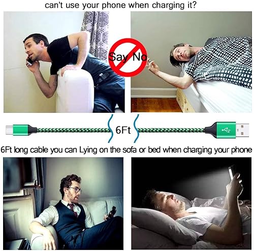 Miniatura 5 de Bloque de enchufe de pared de doble puerto USB C adaptador con 2 cables de carga rápida tipo C de 6 pies para Samsung Galaxy S24 S23 S22 S21 S20 S9