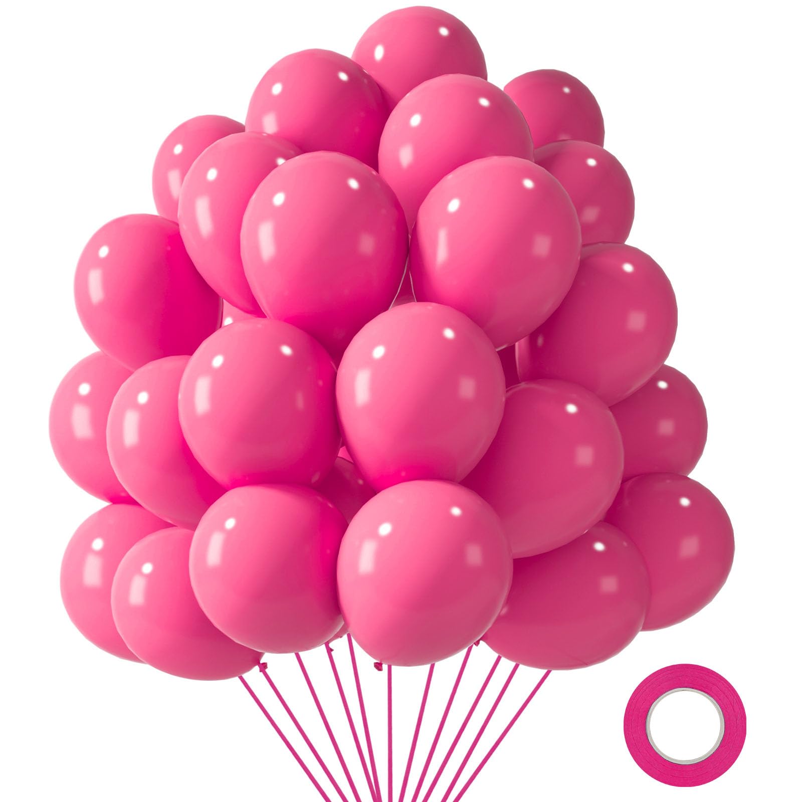 LovesTown 110PCS Latex Balloons 12inch Party Balloons Arch with Ribbon for Birthday Baby Shower Wedding Party Decorations Hot Pink