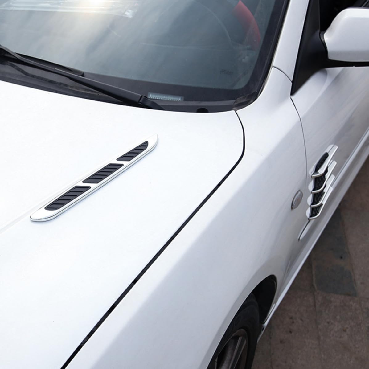 ABS Shark Gill Hood Vent Decorative Sticker 2 Pairs
