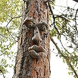 INNOLITES Tree Faces Decor Outdoor, Tree Face Outdoor Statues Old Man Tree Hugger Bark Ghost Face Decoration Funny Yard Art, Tree Decor Outdoor for Halloween Easter Garden Creative Props (D)
