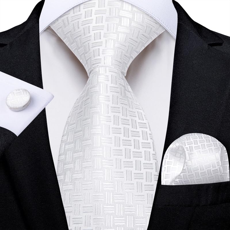 Set de corbata de seda a cuadros para hombre miniatura 2