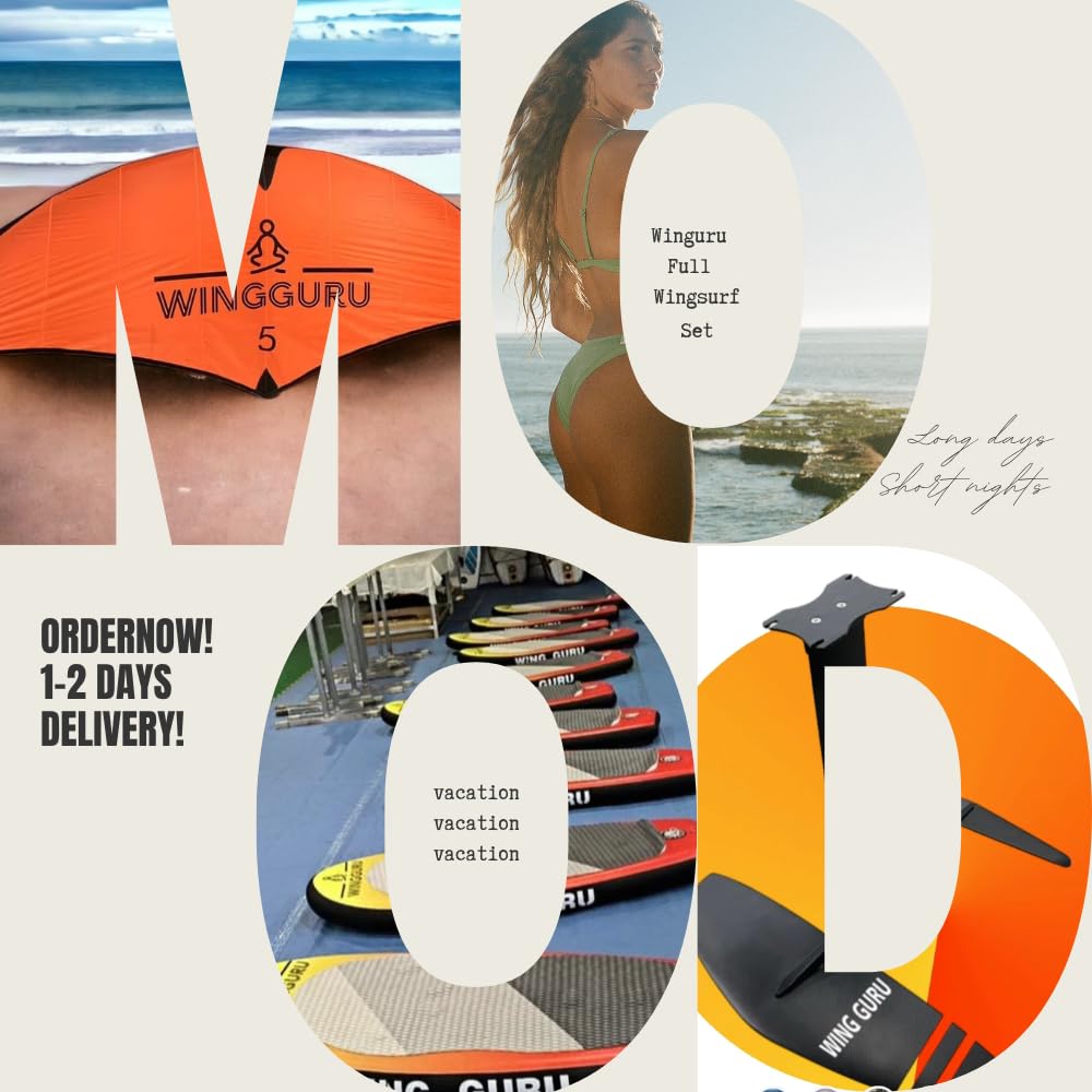 Set completo per wingsurf, tavola da 140 l e 110 l con ala da 5 m², ideale per principianti e esperti, tutti gli accessori inclusi