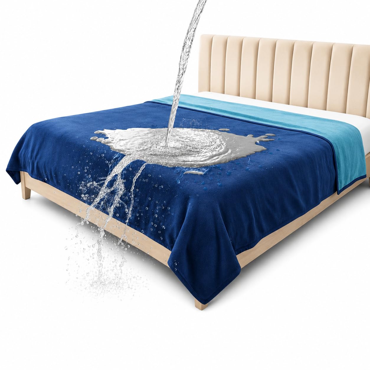 Bedding Aid Dark Blue/Dark Green Waterproof Reversible Blanket, Excellent Leakproof Protector Cover To Protect Bed Mattress, Sofa, Couch From Pee & Spills From Adults, Babies, Dogs, Pets (, 203X229cm)