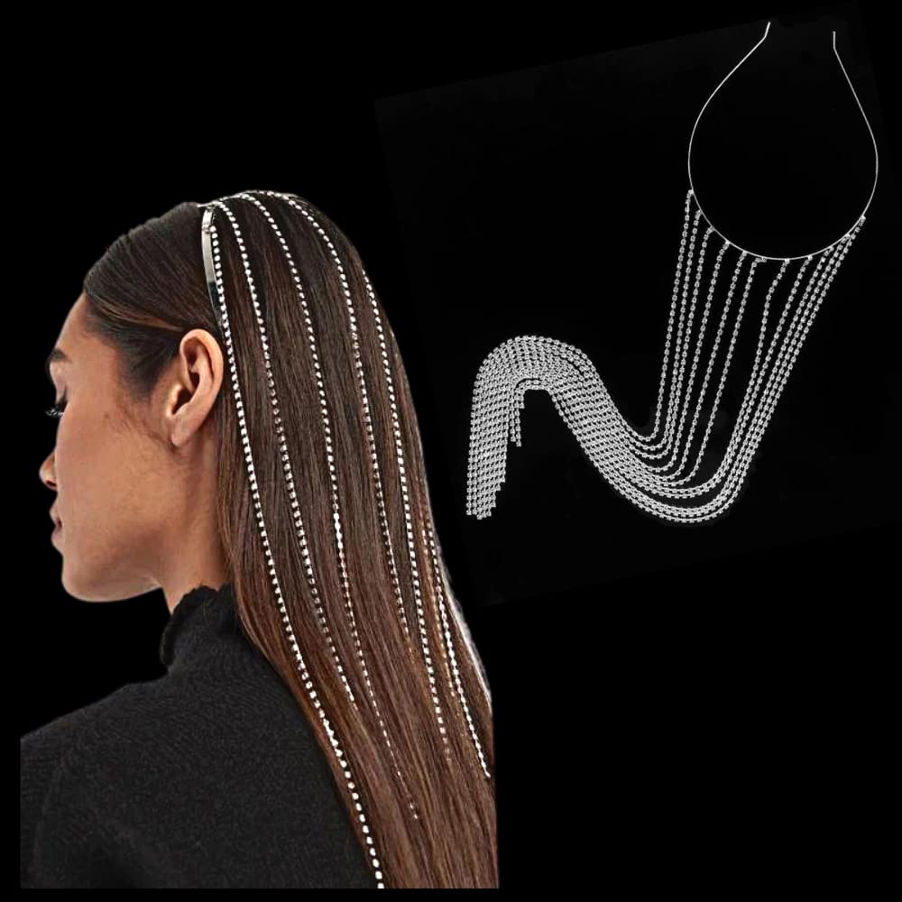 Gmall creations Women's Latest Rhinestone Long Tassel Headband Hairband Bridal Tassel
