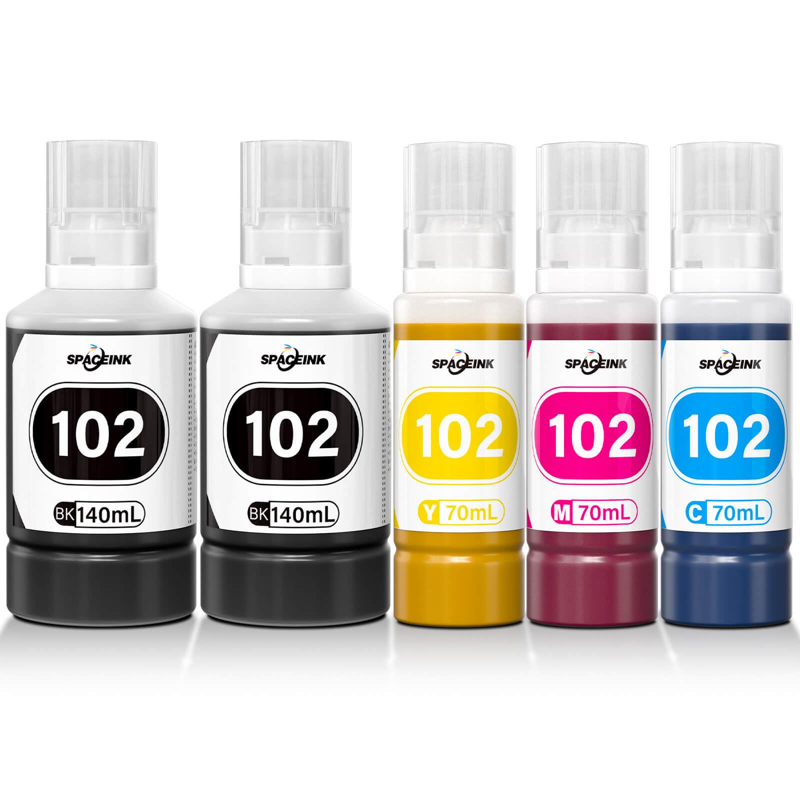 Tinte 102 Multipack kompatibel für Epson ET-2850 ET-4750 ET-4850 ET-2750 ET-2856 ET-3850 ET-4856 ET-15000 ET-3750 ET-2700 ET-3700 ET-2751 ET-2756 ET-2851 Drucker (2Schwarz, C, M, Gelb)