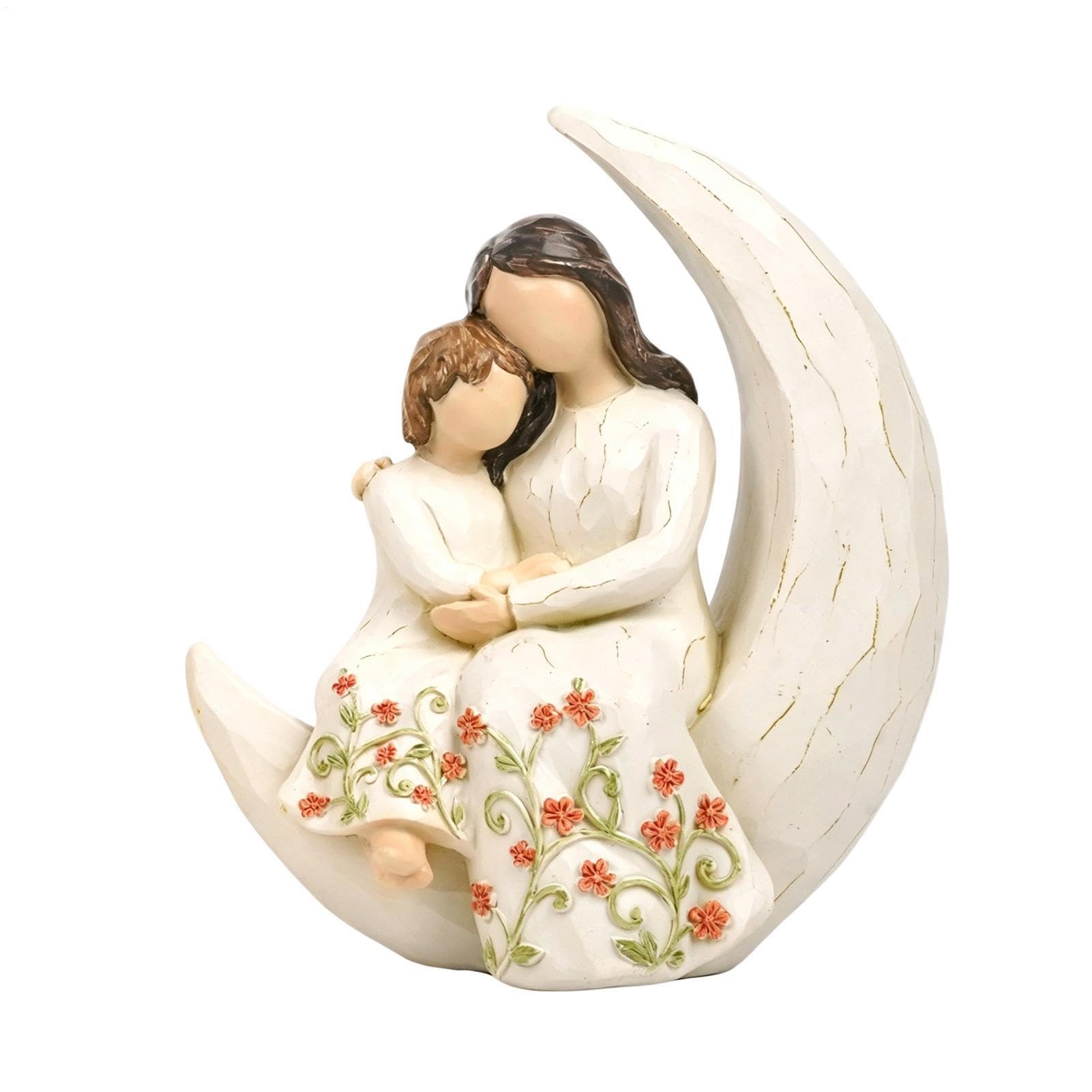 Figurine mère et fille au design sans visage pour la décoration de maison