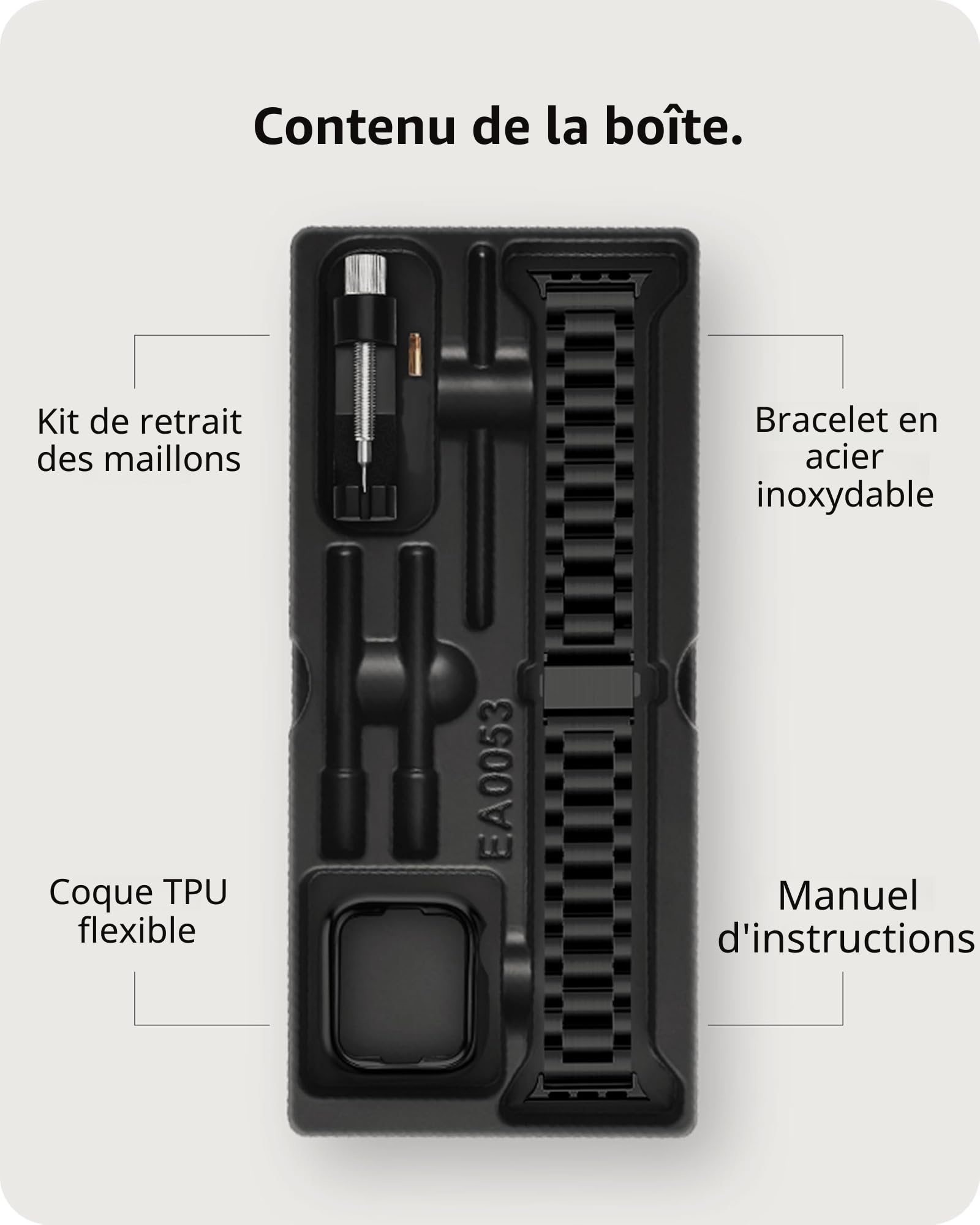 Fullmosa Bracelet Compatible avec Apple Watch 44mm 45mm 42mm, Bracelet iWatch en Acier INOX pour apple watch Se1/2/3 Series 9/8/7/6/5/4/3/2/1(Noir,42mm/44mm/45mm)