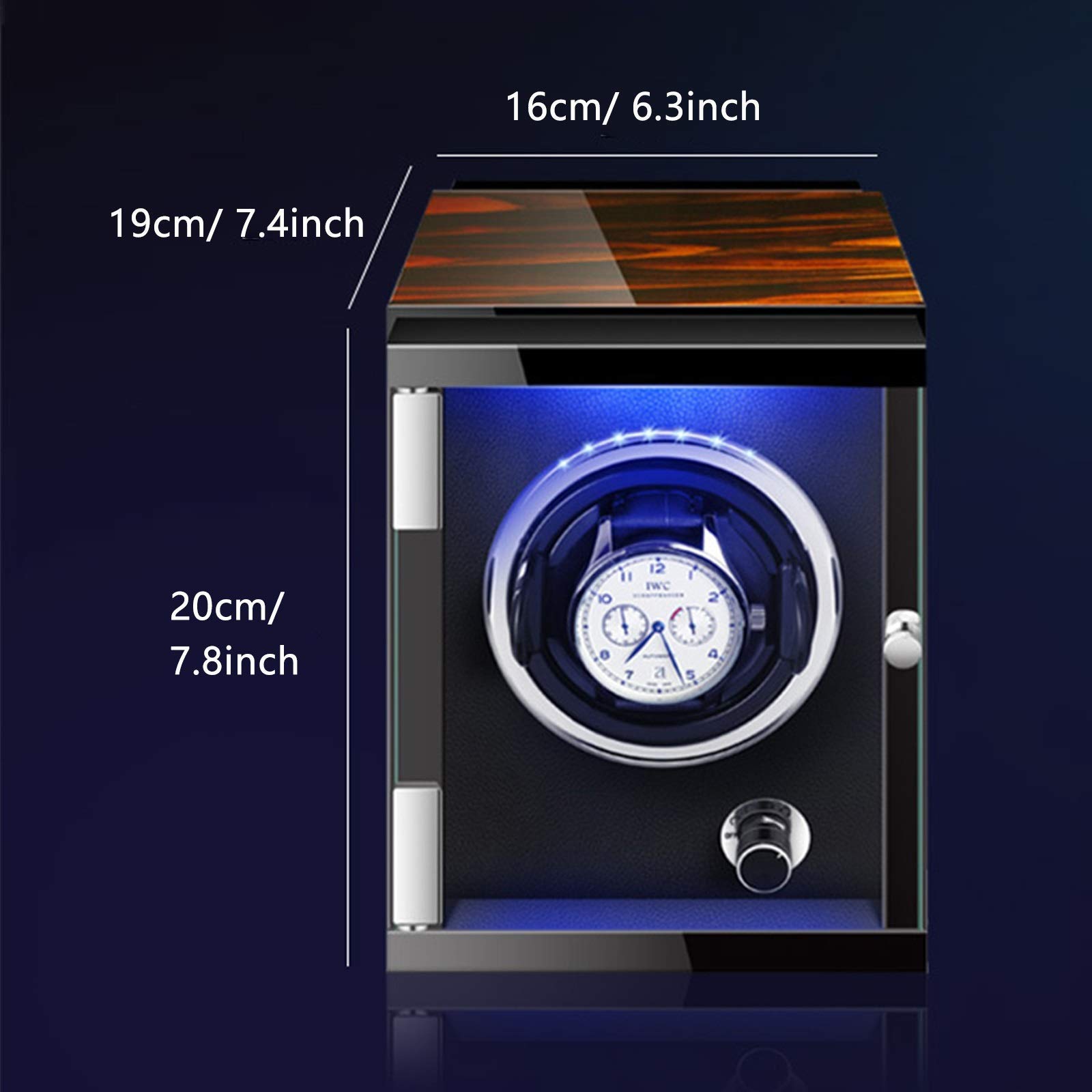 Automatischer Uhrenbeweger mit bunten Lichtern, Klavierlackierung, verstellbare Uhrenkissen, Netzadapter und batteriebetriebener Uhrenbeweger, Uhrenständer, Ran
