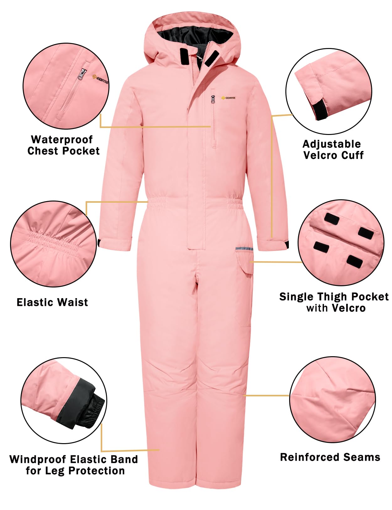 GEMYSE Bambini Tute da sci monopezzo Tute da sci Ragazzi ragazze inverno snowboard all'aperto tuta da neve impermeabile