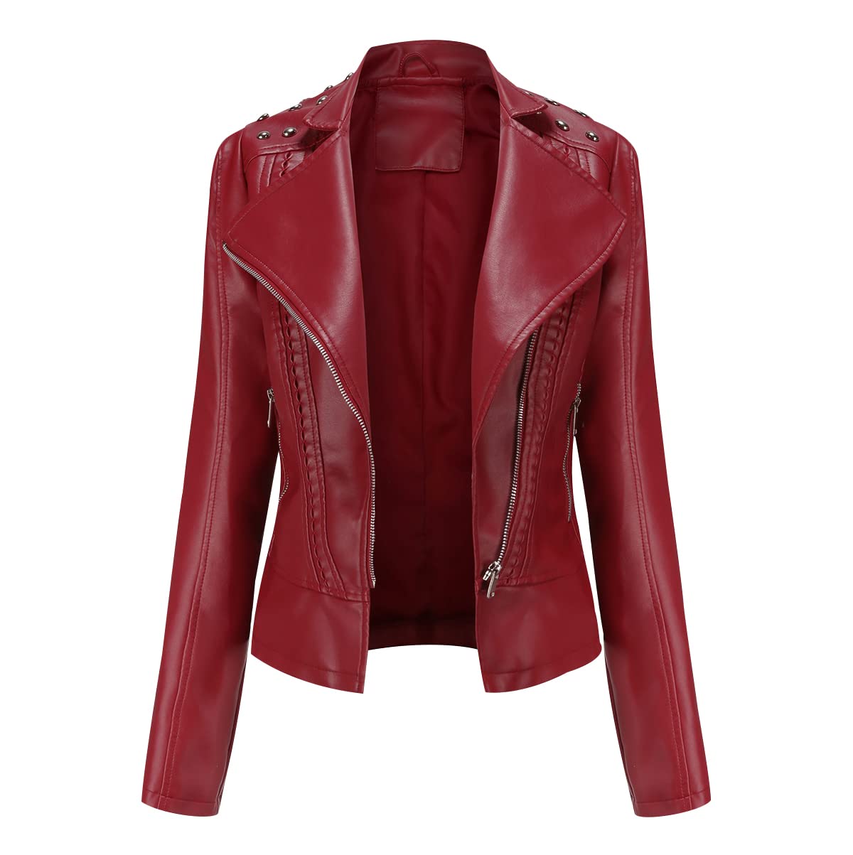 Giubbotto Ecopelle Donna Giacca Similpelle Donna Borchie Giubbino Giacche Ecopelle Donna Giacca Biker Jacket Donna Faux Leather Jacket Donna Giacca Bikers Finta Pelle Sintetica Donna Curvy Primavera