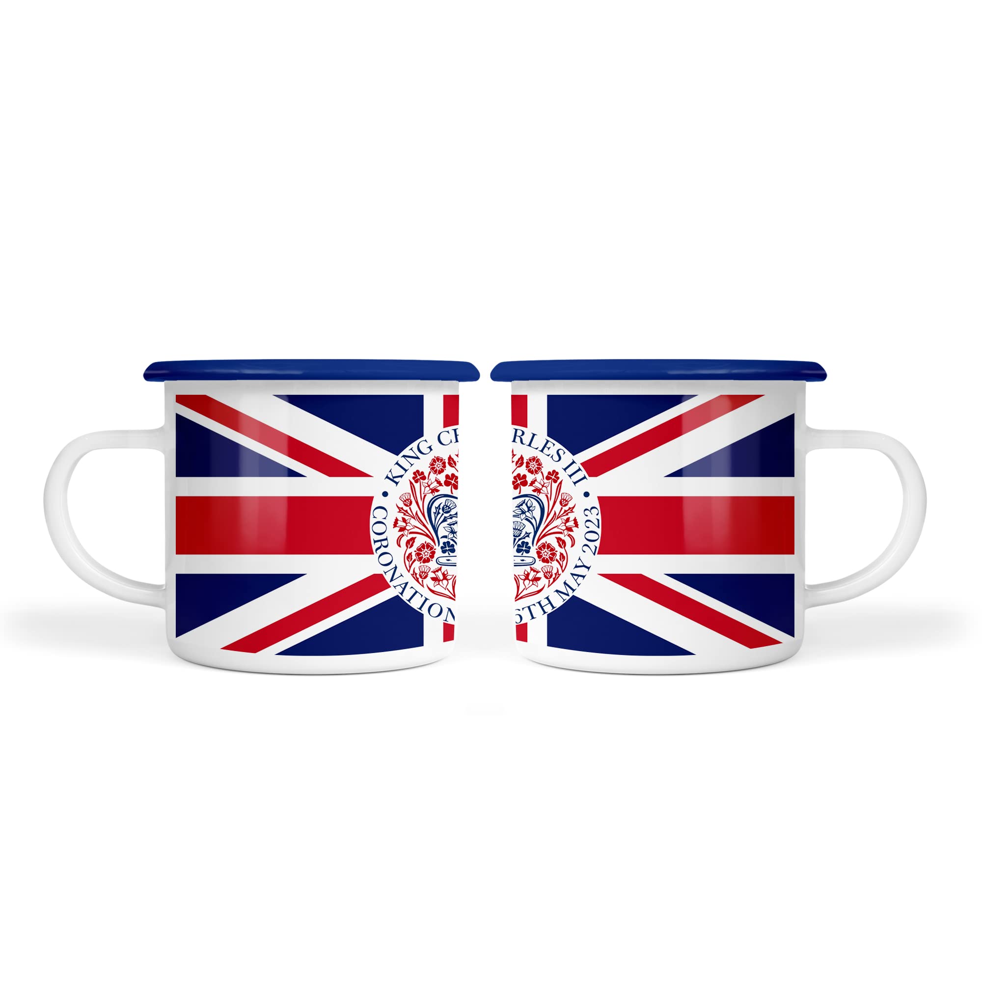 Kings Coronation Enamel Mug 2023 Official Union Jack 10oz Mug King Charles III Commemorative Souvenir Gift His Majesty The King Royal Memorabilia Gifts Coronation Memorabilia Camping (Union Jack)