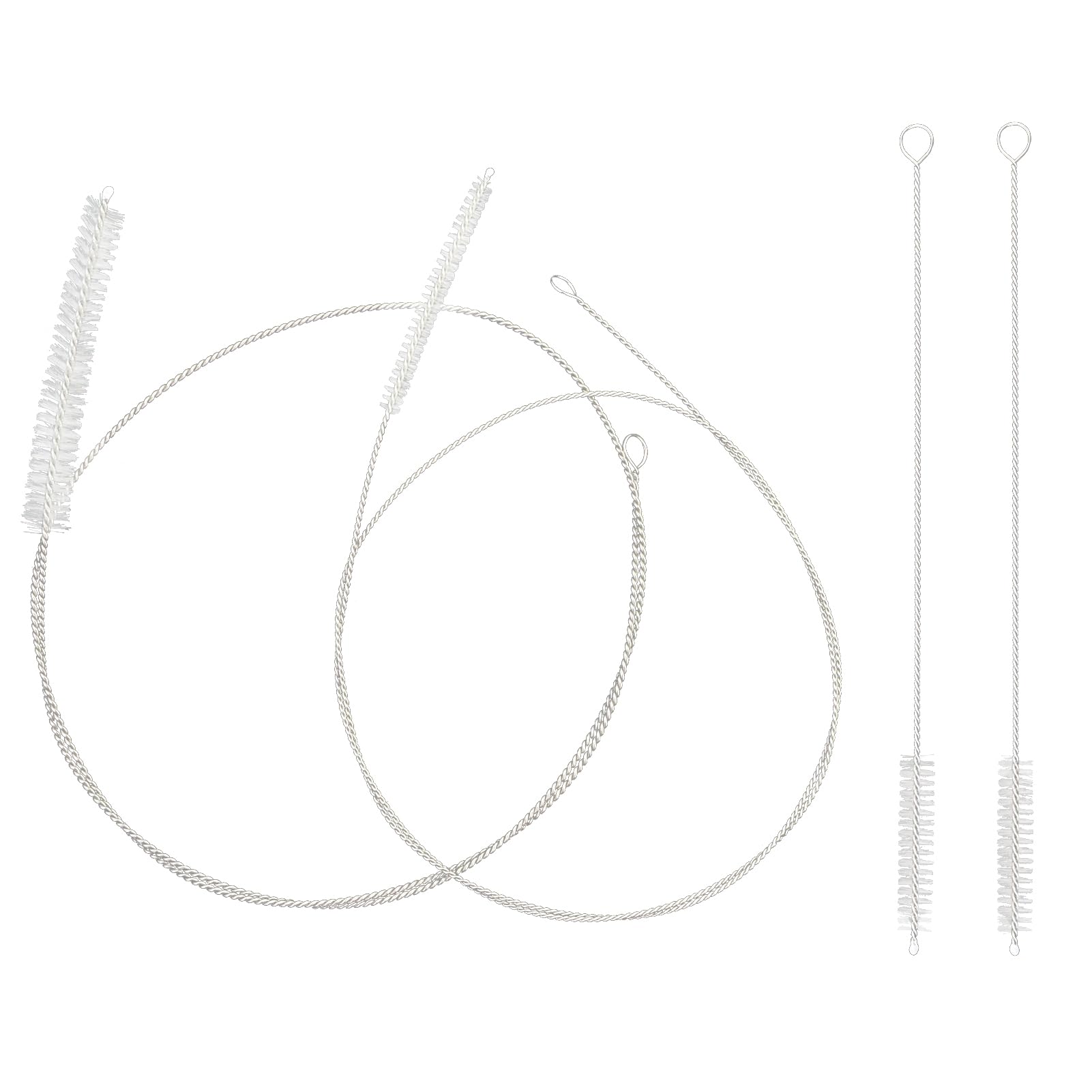 2 cepillos de Manguera 100 cm, Limpiador de Tubos, Cepillo Flexible para Tubos, Blanco, con 2 cepillos de pajitas de 24 cm, Cepillo Largo de Nailon para Tubo, para pajitas, mangueras, teteras
