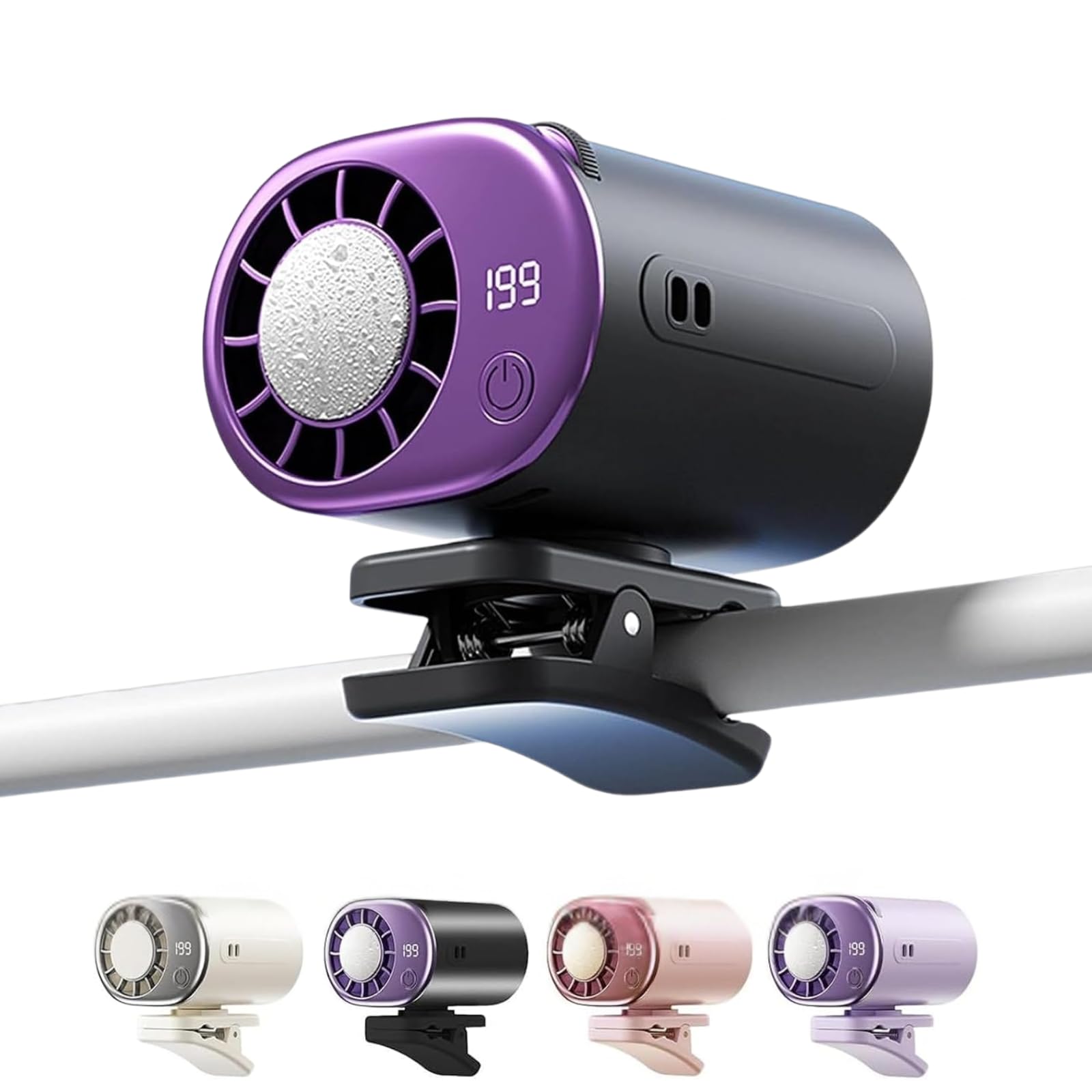 Auto Clip On Klimaanlage Ventilator, 199 Geschwindigkeiten LED Display Mini Portable Fan Lüfter & Kühlung, 360° Drehung, Freisprecheinrichtung, USB Wiederaufladbarer Persönlicher Ventilator, für
