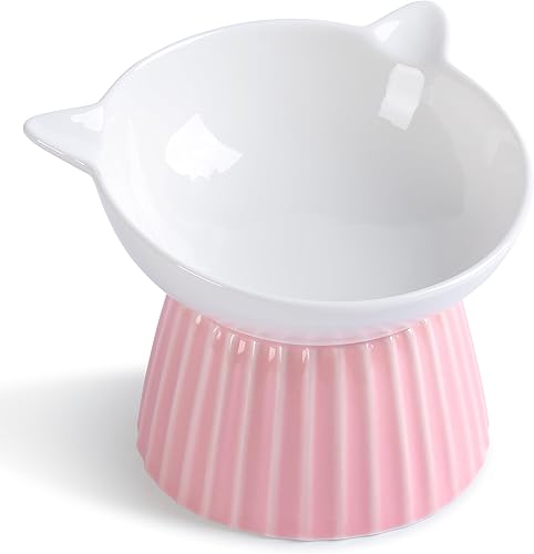 Miniatura 11 de Cuenco elevado de cerámica para gatos, cuenco elevado inclinado para gatos, cuencos antivómitos para gatos de interior, comedero para mascotas para