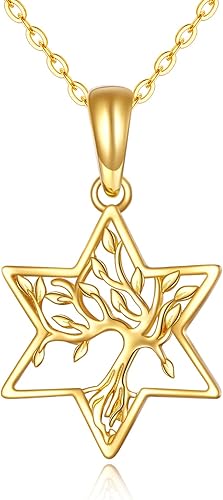 Collar de árbol de la vida de oro de 14 quilates para mujer colgante de árbol genealógico joyería de oro real regalos de cumpleaños para ella esposa