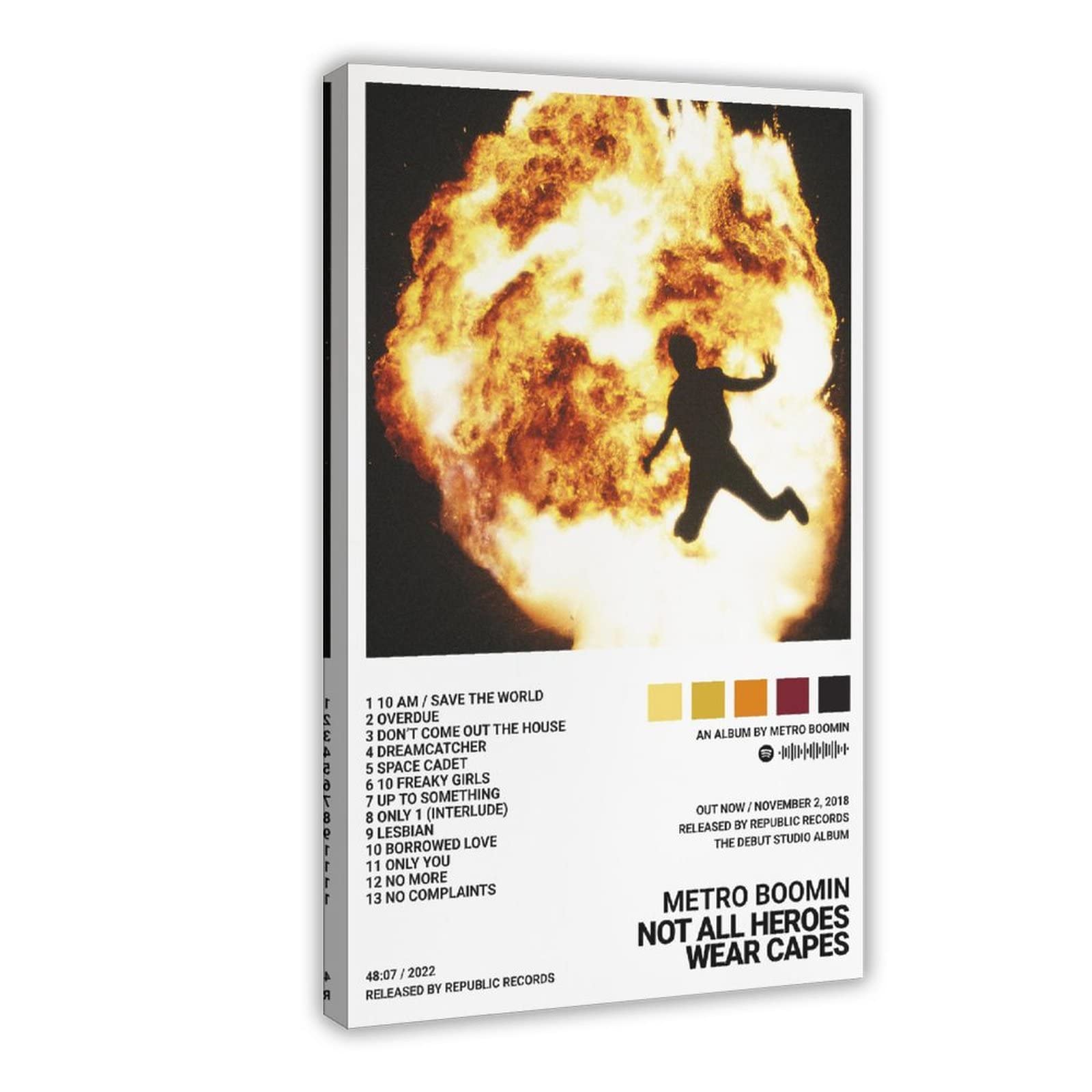 FABIVA 21 Savage Metro Boomin Not All Heros Wear Capes Album Cover Canvas Poster Bedroom Decor Sports Landscape Office Room Decor Gift Frame-style 24x36inch(60x90cm)
