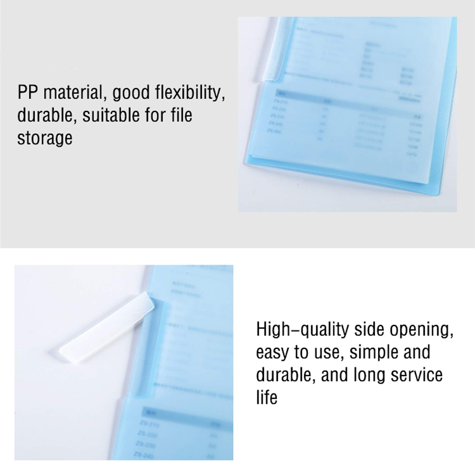 Cartelle di plastica, budget Binde, Cartella di file con apertura laterale rotante Cartella di file A4 Classificazione dei dati Clip di rilegatura Cartella di file in plastica con più colori Organizza