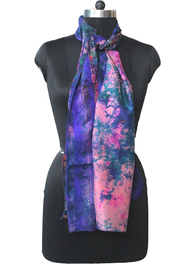 Pañuelo de seda para mujer, teñido anudado, 5 piezas, Multicolor, M