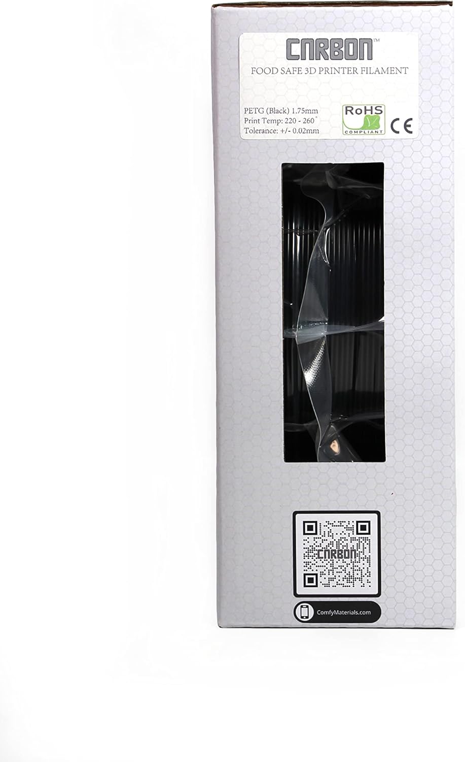review ECO Packaged - Certified Food Grade PETG 3D Printer Filament - Carbon Brand - Lab Tested, 1.75mm, 1kg, Accuracy: +/- 0.02 (Black)