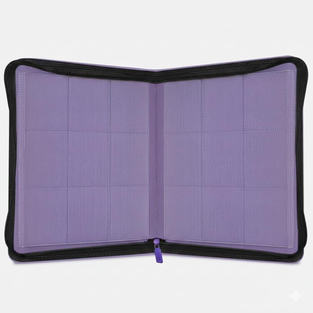 9 Pocket Card Binder, 540 Cards Trading Cards Games Collection Holder Book Folder with with Customizable Label Slot and Side-Loading Sleeves (Purple)