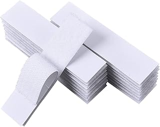 20 Sets Hook and Loop Strips with Adhesive - 1x4 Inch - Strong Back Adhesive Fasteners Tape for Home or Office Use Replaces Holes and Screws,White