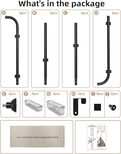 Miniatura 8 de Egepon Estante organizador de despensa sobre la puerta cestas de 6 niveles organización y almacenamiento de puerta de despensa estante de metal