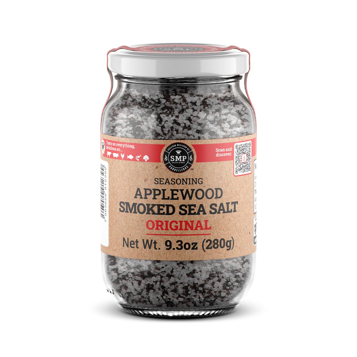 SMP Applewood Smoked Sea Salt – 100% Natural Gourmet Finishing Salt, Cold Smoked for 10 Days, Rich & Bold Flavor, Perfect for Meat, Seafood &