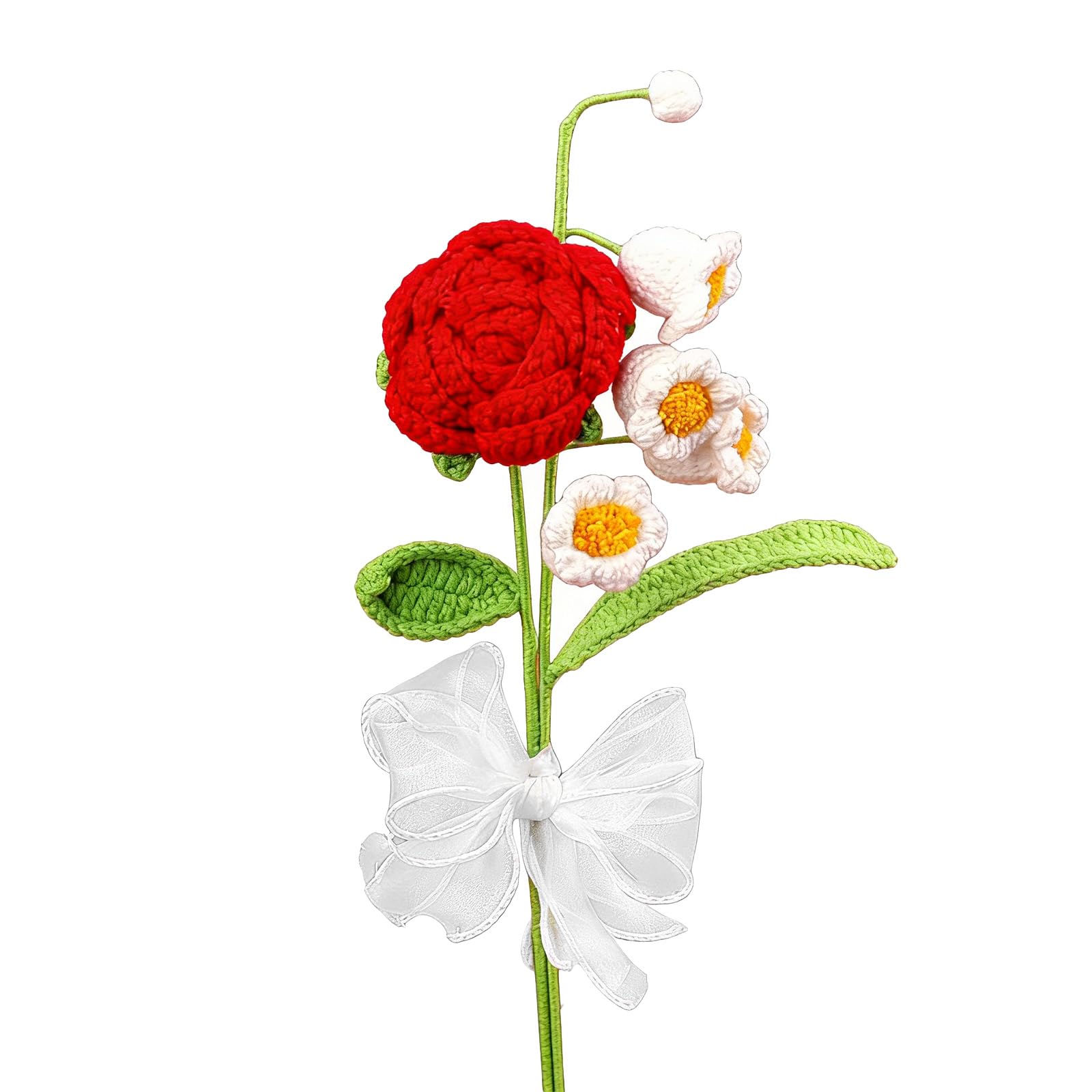 Limtula Delicate Wool Rose and Lilys Bouquet Portable Decoration for Any Occasion Flexible Thread Flower Arrangement