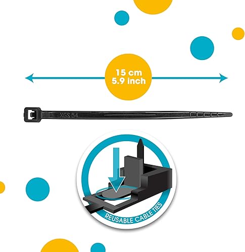 Miniatura 4 de Soportes magnéticos para ataduras de cables, soportes para cables utilizados para la gestión de cables, 15 imanes negros, incluye 60 bridas