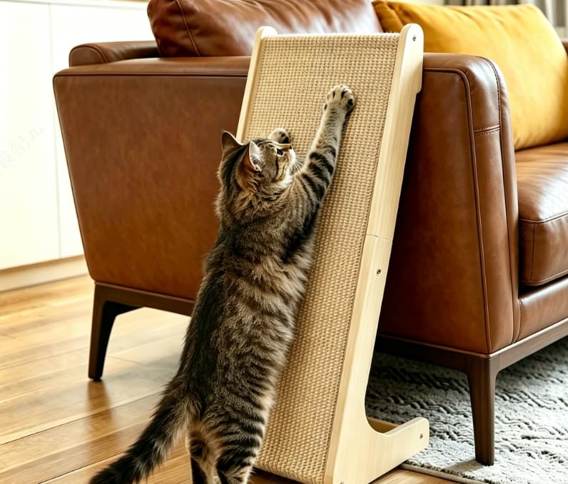 Cat Scratcher, 70cm High Scratching Board for Indoor Cats, Sisal Cat Scratching Post, Protecting Furniture Scratch Pad,L-Shaped Pet Furniture for All Cats Playing, Relaxing