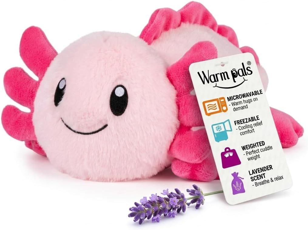 Axolotl - Microwavable & Weighted Plush Stuffed Animal - Heated Plushie for Warmth - Cute, Soft, Cozy Toy for Adults & Children (Boys, Girls, & Toddlers) by Warm Pals