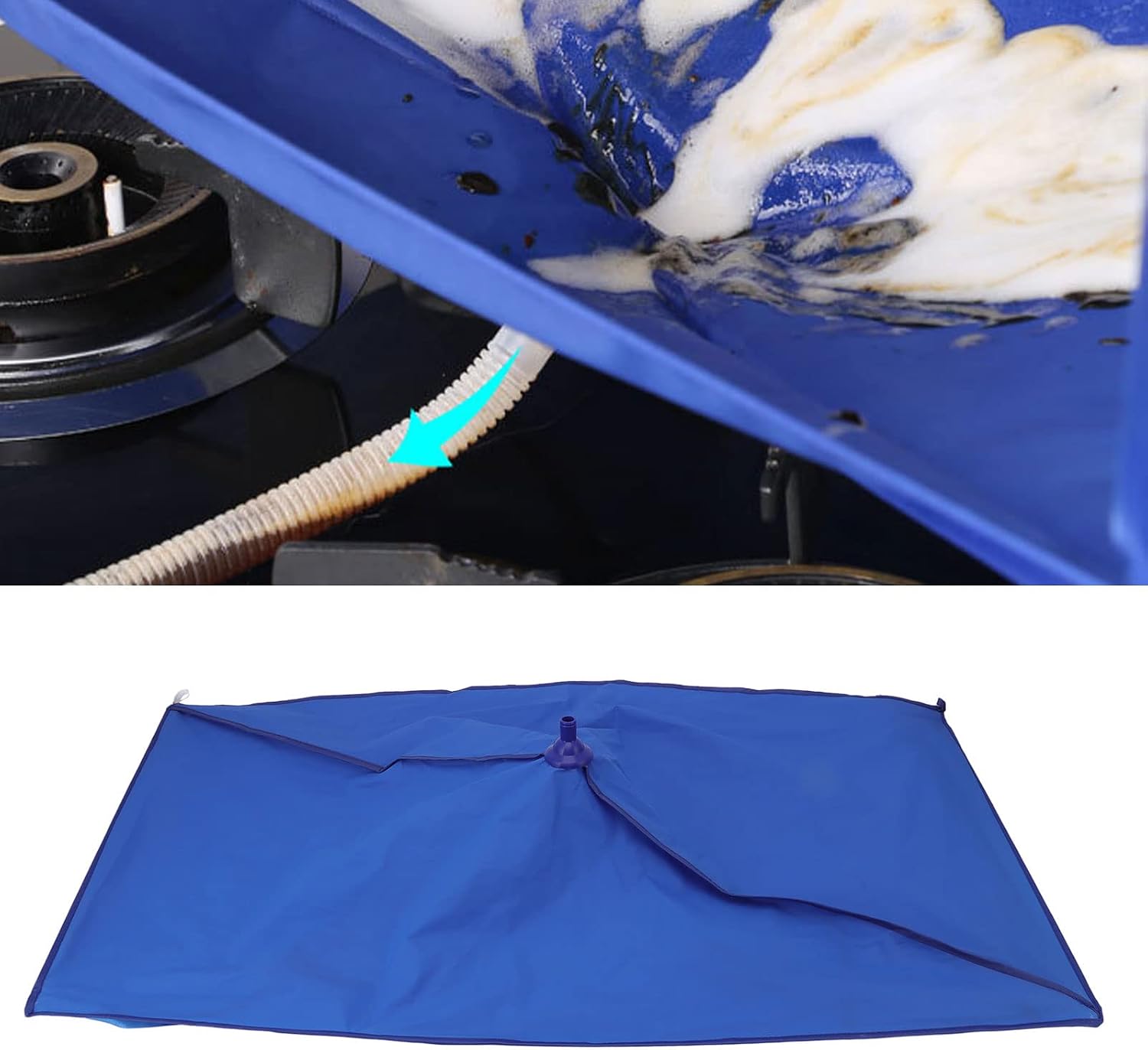 Range Hood Cleaning Cover Sticker Suction Cup Bag Home Hood Oil Pollution Cleaning Bag with Water Tube for Kitchen Cleaning Made of Oxford Cloth Material
