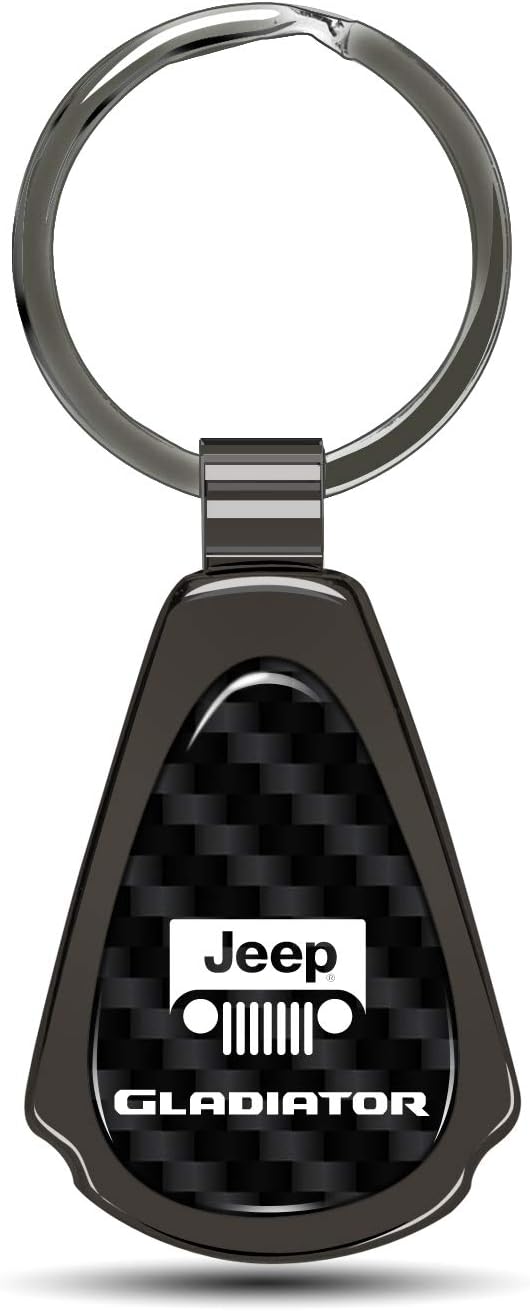 iPick Image for Jeep Gladiator Real Black Carbon Fiber Metal Teardrop Key Chain