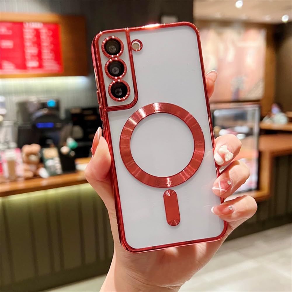 Coque Samsung S22 Plus rouge antichoc résolvant les rayures d'objectif photo LVTFCO