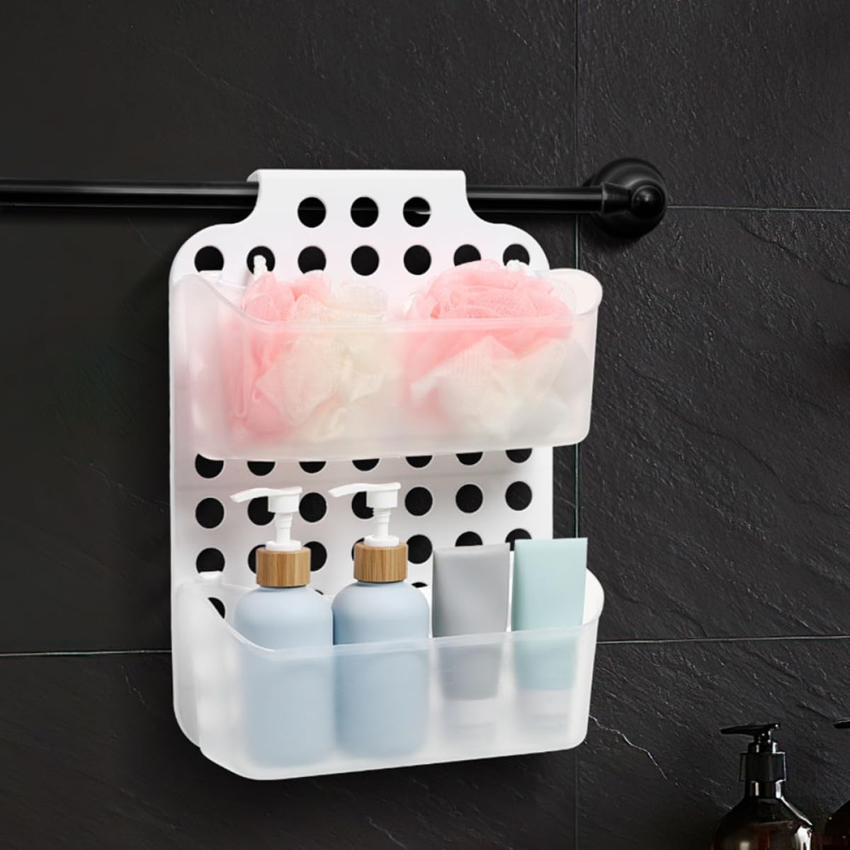 TOYANDONA 2 Stück Duschregal ohne Bohren Doppellagiger Selbstklebender Wand organizer Wasserdichtes Kunststoff Badregal mit Viel Stauraum Einfache Montage Modernes Design für Badezimmer und