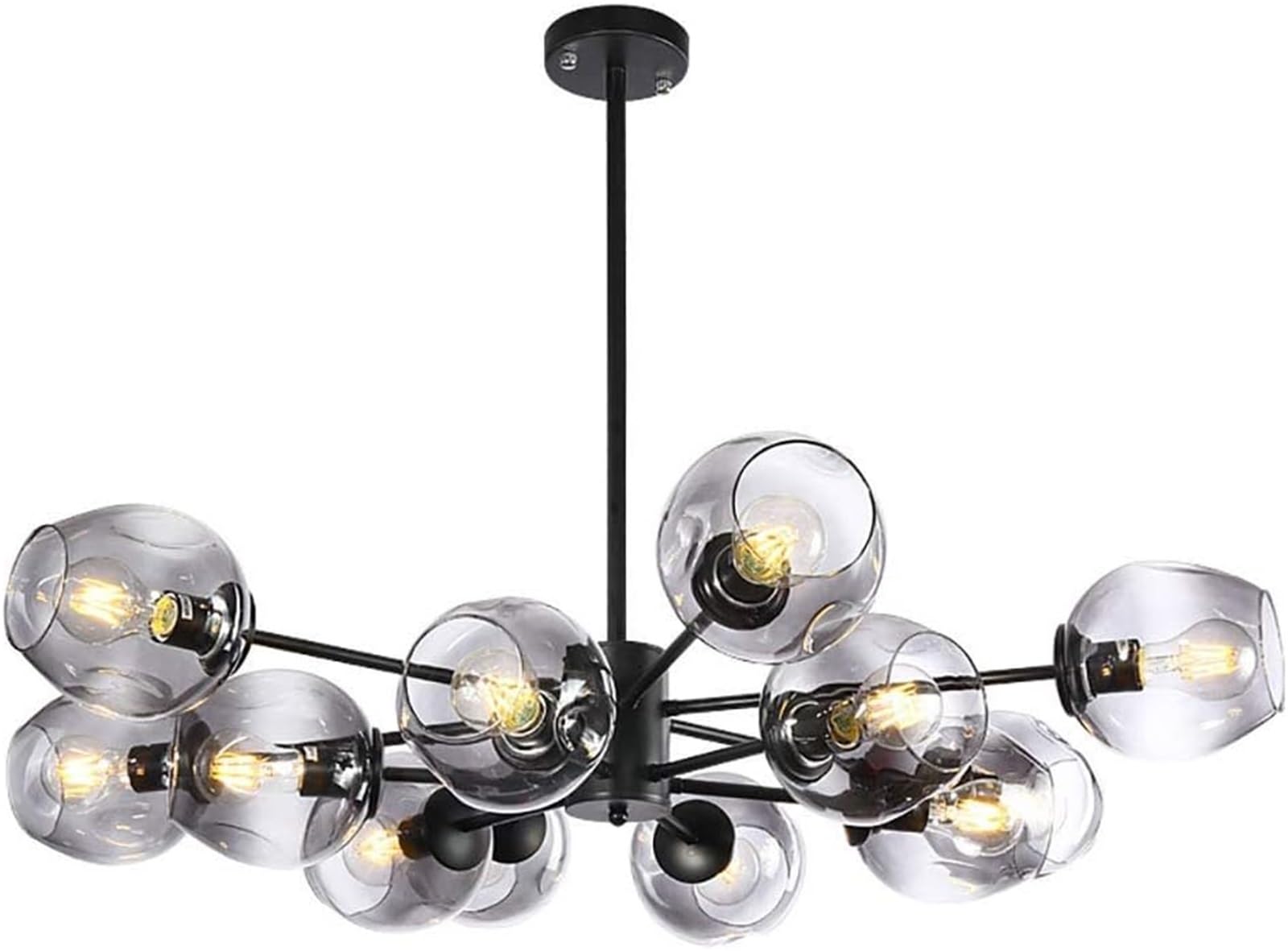 FZQSXAZU Pendant Light Ceiling Shade Globe with Black Modern Chandelier Lamp Industrial Vintage Fixtures Featuring Glass Shades for Kitchen Dining Room Chandeliers
